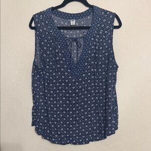 Old Navy Navy and White Printed Sleeveless Camisole